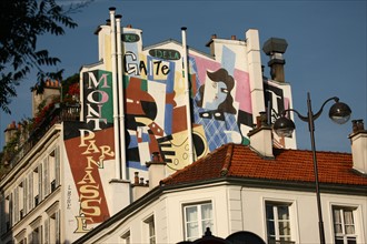 France, paris 14e arrondissement, rue de la gaite, pignon peint, art mural,