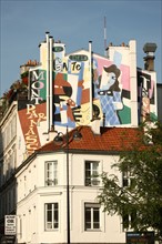 France, paris 14e arrondissement, rue de la gaite, pignon peint, art mural,