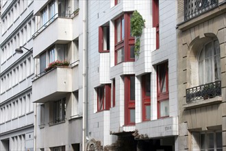 France, Ile de France, paris 5e arrondissement, rue pierre nicolle, sequence stylistique, facades,
