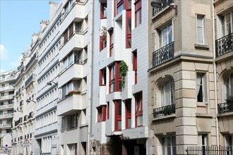 France, Ile de France, paris 5e arrondissement, rue pierre nicolle, sequence stylistique, facades,