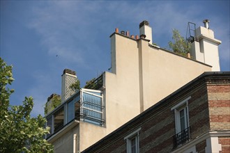 France, Ile de France, paris 15e arrondissement, 49 rue des morillons, immeuble, haut decoupe en terrasse,