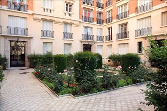 France, Garden on courtyard