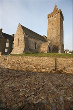 France, Basse Normandie, manche, cote des havres, portbail, littoral, mer, eglise, clocher, quai, religion,