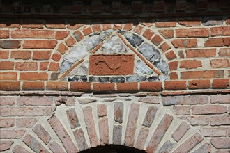 France, Haute Normandie, seine maritime, pays de bray, saint saens, la gloriette, detail des decors en frise,