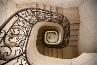 France, Haute Normandie, eure, le bec hellouin, abbaye du bec, eglise abbatiale, detail de l'escalier du prieur attenant a l'eglise abbatiale,