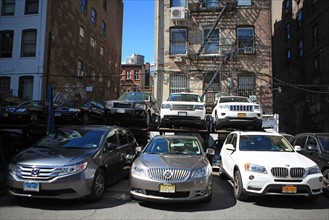 usa, state of New York, NYC, Manhattan, nolita, parking, voitures superposees, car park,