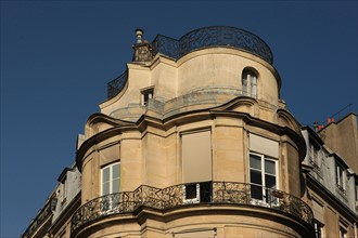 france, region ile de france, paris 1er arrondissement, 43 rue croix des petits champs, maison jaucourt, facade galbee, rotonde, entre banque de france et place des victoires, 
Date : 2011-2012