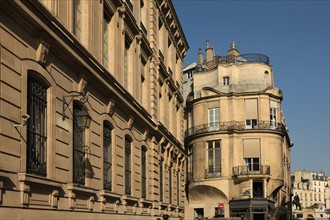 france, region ile de france, paris 1er arrondissement, 43 rue croix des petits champs, maison jaucourt, facade galbee, rotonde, entre banque de france et place des victoires, 
Date : 2011-2012