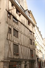 France, ile de france, paris 3e arrondissement, rue volta, maison a colombage, 
Date : 2011-2012