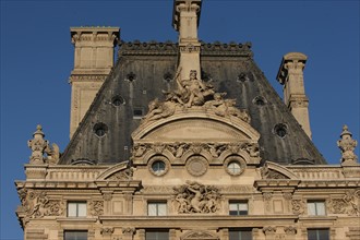 France, ile de france, paris 1er arrondissement, louvre, quai des tuileries, ancien palais des tuileries, pavillon de flore, musee du louvre, detail, sculpture, 
Date : 2011-2012