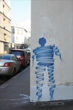 France, ile de france, paris 3e arrondissement, le marais, rue de normandie, graffiti, homme, street art, 
Date : 2011-2012