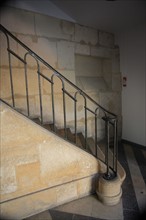 France, ile de france, paris 4e arrondissement, le marais, 6 rue de fourcy, hotel gilles charpentier, mije, auberge de jeunesse, hotel particulier, escalier, 
Date : 2011-2012