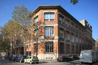 France, ile de france, paris 3e arrondissement, le marais, 14 rue perree, immeuble de "la garantie" detail facade
Date : 2011-2012