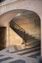 France, ile de france, paris 4e arrondissement, le marais, 6 rue de fourcy, hotel gilles charpentier, mije, auberge de jeunesse, hotel particulier, escalier, 
Date : 2011-2012