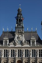 France, ile de france, paris 4e arrondissement, place de l'hotel de ville, facade de la mairie de paris, institution.
Date : 2011-2012