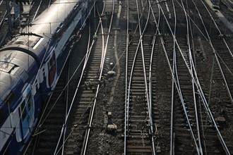 France, ile de france, paris 8e arrondissement, gare saint lazare, train, voies ferrees, sncf, rail,  place de l'europe

Date : 2011-2012