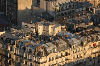 France, ile de france, paris 7e arrondissement, tour eiffel, vue depuis le 2e etage, vers les invalides, toits,