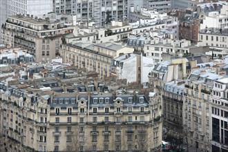 France, ile de france, paris 7e arrondissement, tour eiffel, interieur du monument concu par gustave eiffel, depuis le premier etage, panorama,
