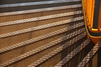 France, ile de france, paris 7e arrondissement, champ de mars, tour eiffel detail marches d'escalier,