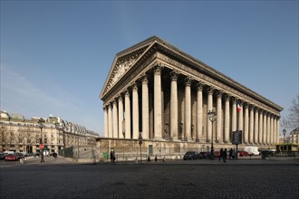 France, ile de france, paris 8e arrondissement, place de la madeleine, eglise de la madeleine, colonnes,