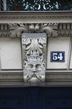 France, ile de france, paris 9e arrondissement, rue notre dame de lorette, immeuble, n54, restauration, decor, sculpture,