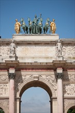 France, Region Ile de France, Paris, 1er arrondissement, Tuileries, Arc de Triomphe du Carrousel, quadrige,