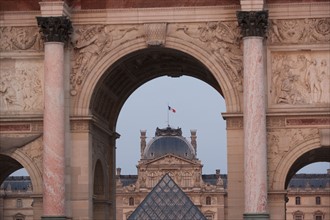 France, Region Ile de France, Paris 1er arrondissement, Musee du Louvre, place de la Pyramide, Ieoh Ming Pei,