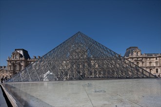 France, Region Ile de France, Paris 1er arrondissement, Musee du Louvre, cour de la Pyramide,