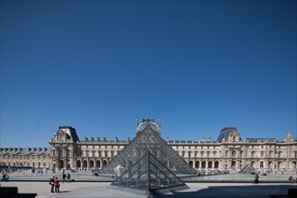 France, Region Ile de France, Paris 1er arrondissement, Musee du Louvre, cour de la Pyramide,