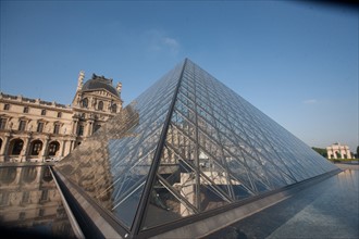 France, Region Ile de France, Paris 1er arrondissement, Musee du Louvre, cour de la Pyramide,