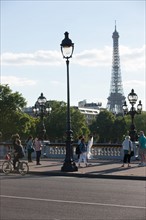 France, Region Ile de France, Paris 7e arrondissement, Pont Alexandre III, la Seine et les berges, Invalides, Tour Eiffel