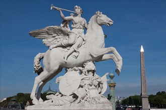 France, Region Ile de France, Paris 8e arrondissement, place de la Concorde, "La Renommee chevauchant Pegase", sculpture d'Antoine Coysevox