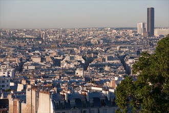 France, Region Ile de France, Paris 18e arrondissement, Montmartre, vue sur les toits, Tour Montparnasse,