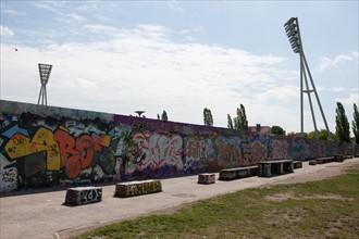 Allemagne (Germany), Berlin, Prenzlauer Berg, Mauer Park, vestiges du Mur de Berlin, jardin public,