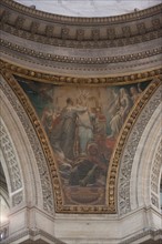 France, Ile de France, Paris 5e arrondissement, place du Pantheon, Pantheon, peinture des tympans du dome