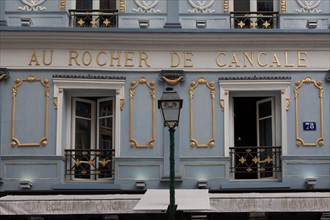 France, Ile de France, Paris 2e arrondissement, rue Montorgueil, Au Rocher de Cancale, bar restaurant, facade,