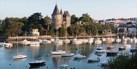 France, région Pays de la Loire, Loire Atlantique, Pornic, port et château.