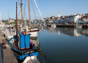 France, région Pays de la Loire, Loire Atlantique, Pornic, port et château.