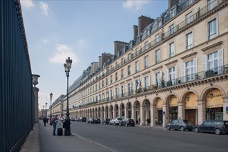 France, Région Ile de France, Paris 1er arrondissement, Rue de Rivoli, façades face aux grilles du