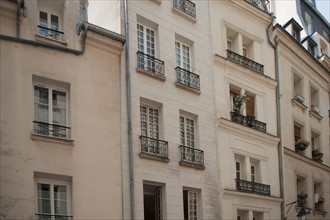 France, Région Ile de France, Paris 4e arrondissement, le Marais, Rue Saint Martin, façades