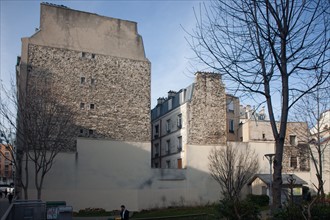 France, Région Ile de France, Paris 10e arrondissement, square Juliette Dodu, pignons et façades