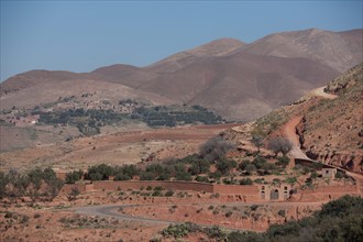 Afrique du nord, Maroc, Marrakech, pied du Haut Atlas, route d'Amizmiz, en direction de Sidi