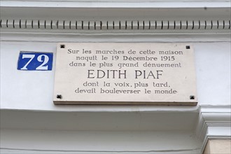 72 rue De Belleville, Maison D'Enfance D'Edith PiafQuai Serait Nace Sur Les Amrches