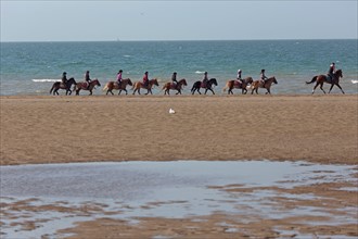 Villers-sur-Mer, chevaux et poneys sur la plage