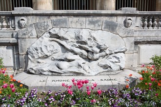 Lyon, sculpture Le Rhone et la Saone