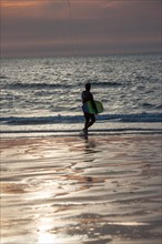 Trouville sur Mer, Kite surf au soleil couchant