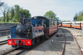 Le Crotoy (Baie de Somme, France), train touristique à vapeur