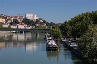 Lyon, depuis la Passerelle du Collège, le Rhône