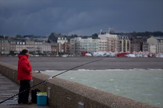 Dieppe, fisherman on the dyke