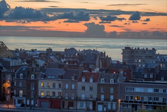 Dieppe, port by night from the heights of Le Pollet